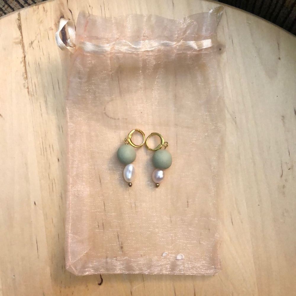 Polymer clay and pearl earrings
